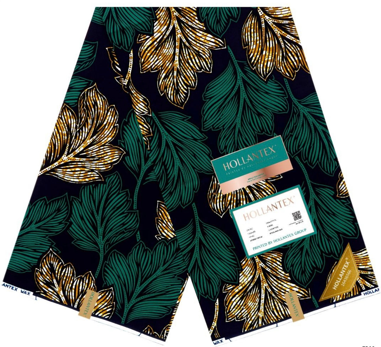 Green Hollandtex African wax print fabric – ideal for upholstery, fashion, and bold home décor in Dubai and the Middle East."

