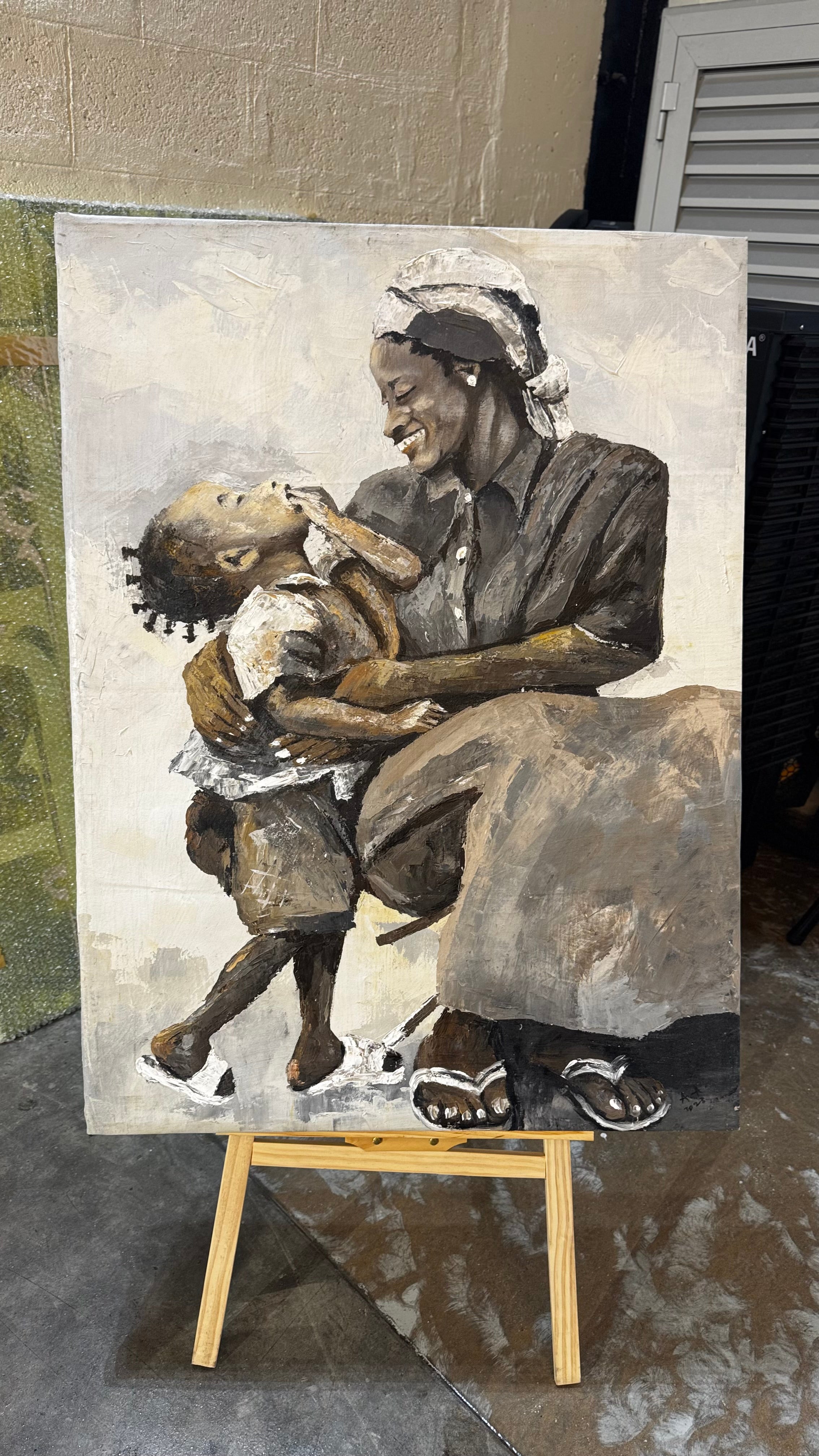 Mother & Child Canvas Print – Neutral Wall Art