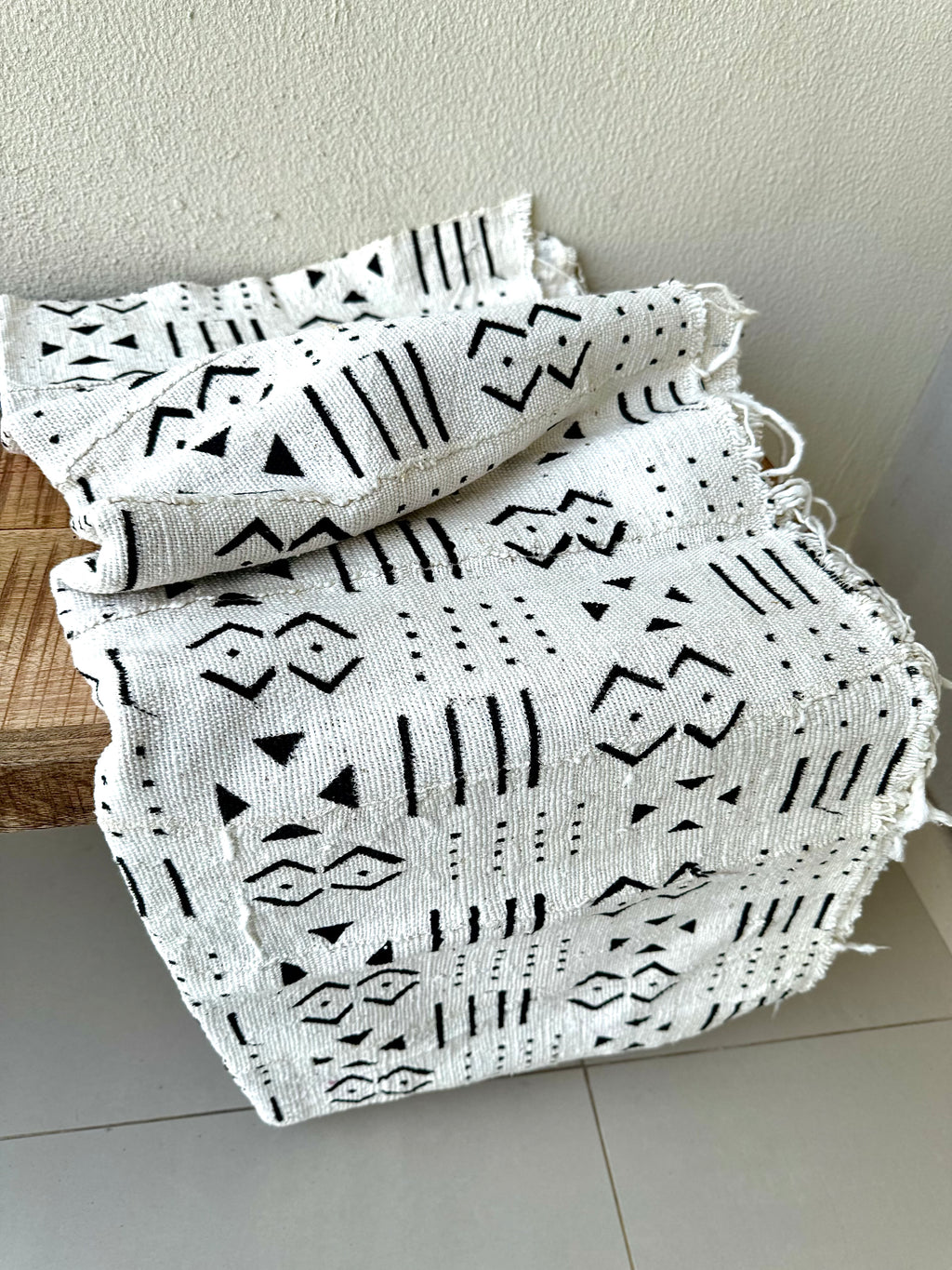 Black and white patterned authentic Bogolan cloth fabric available in Dubai and the UAE